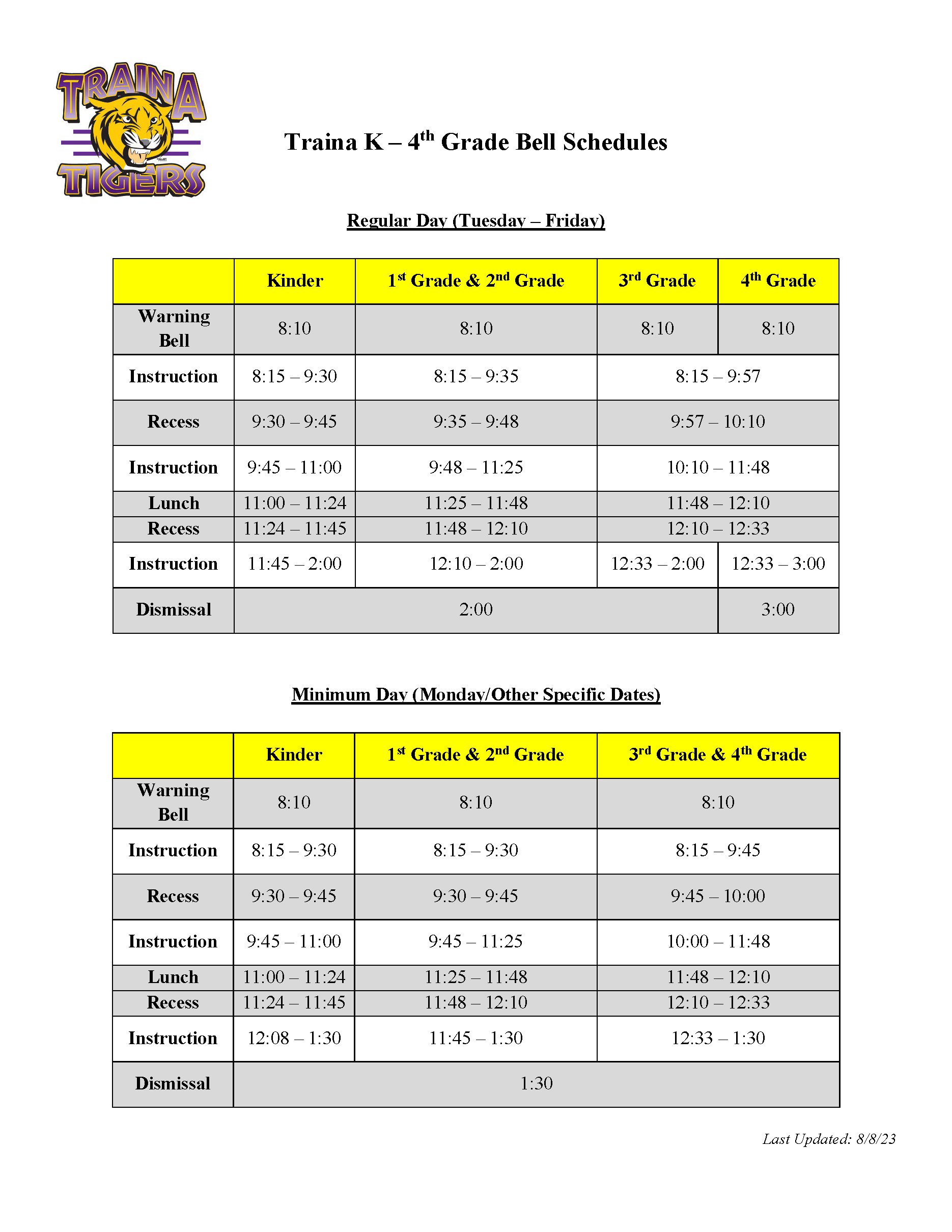 23 - 24 Bell Schedule